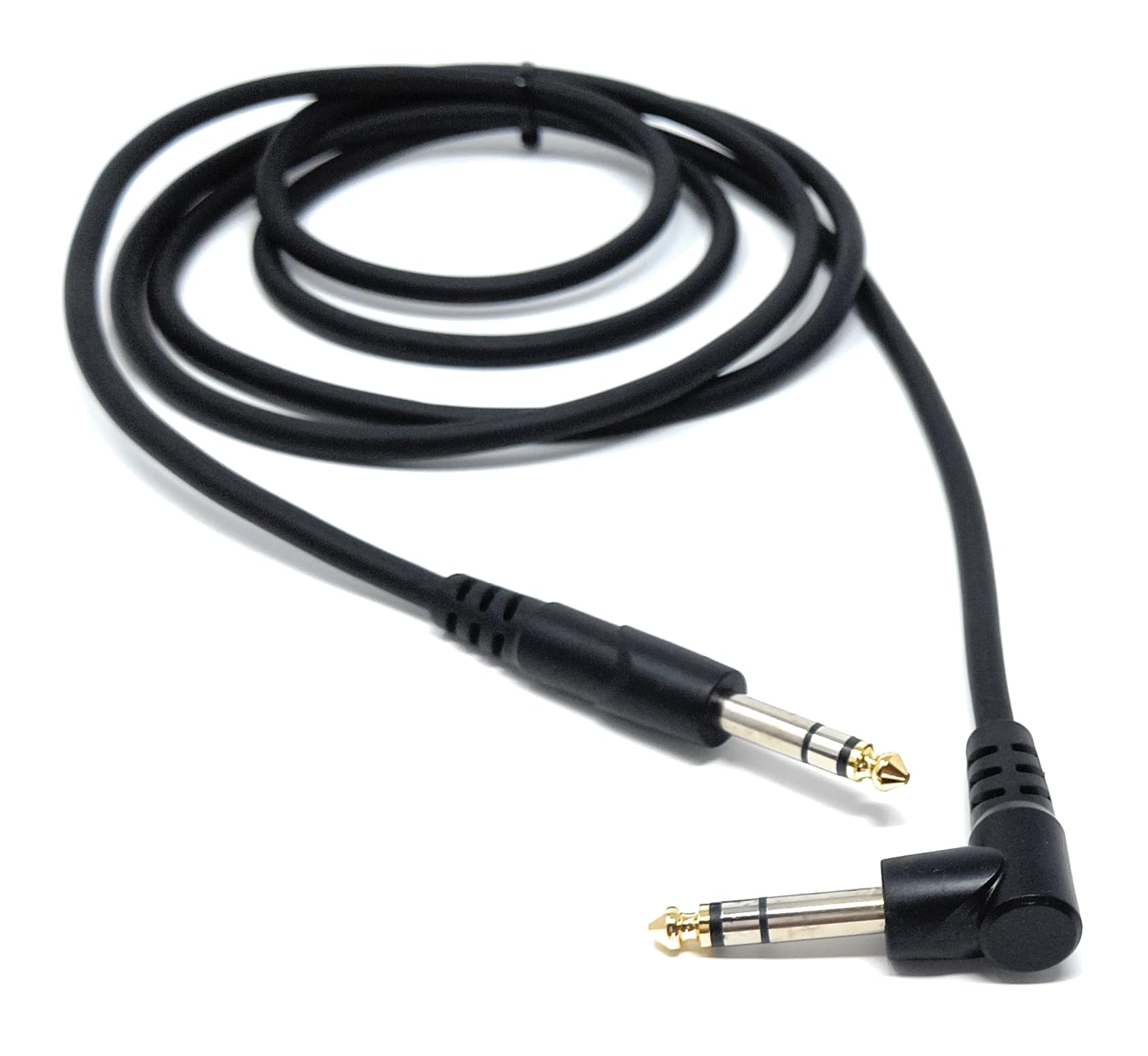 DRUT 2m 6.35mm 1/4" Stereo TRS Male Jack to Right Angled Male Jack, Audio, Music Instrument, Flexible Cable Lead 6.5ft