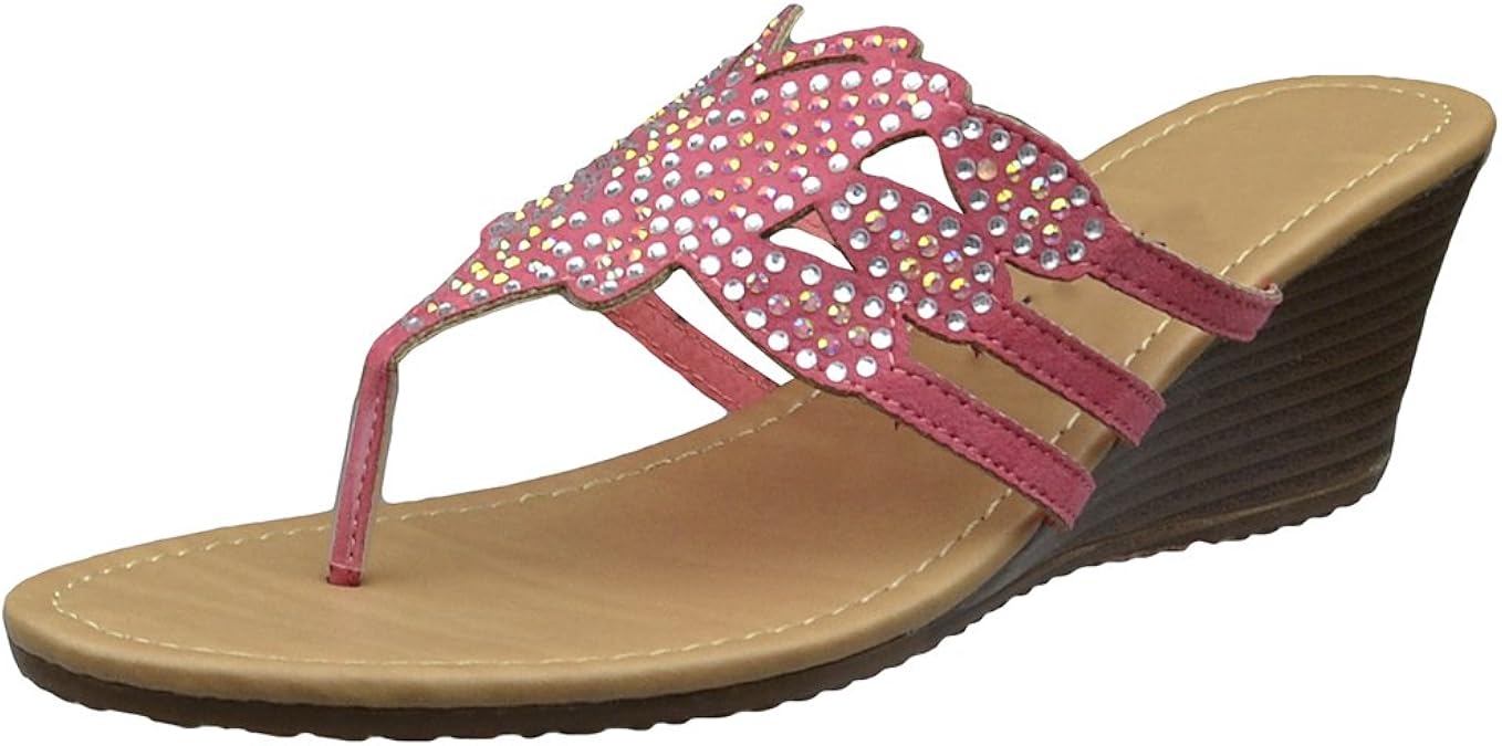 Amazon.com | KSC Womens Platform Sandals Rhinestone Butterfly Thong Wedge Sandals | Platforms 
