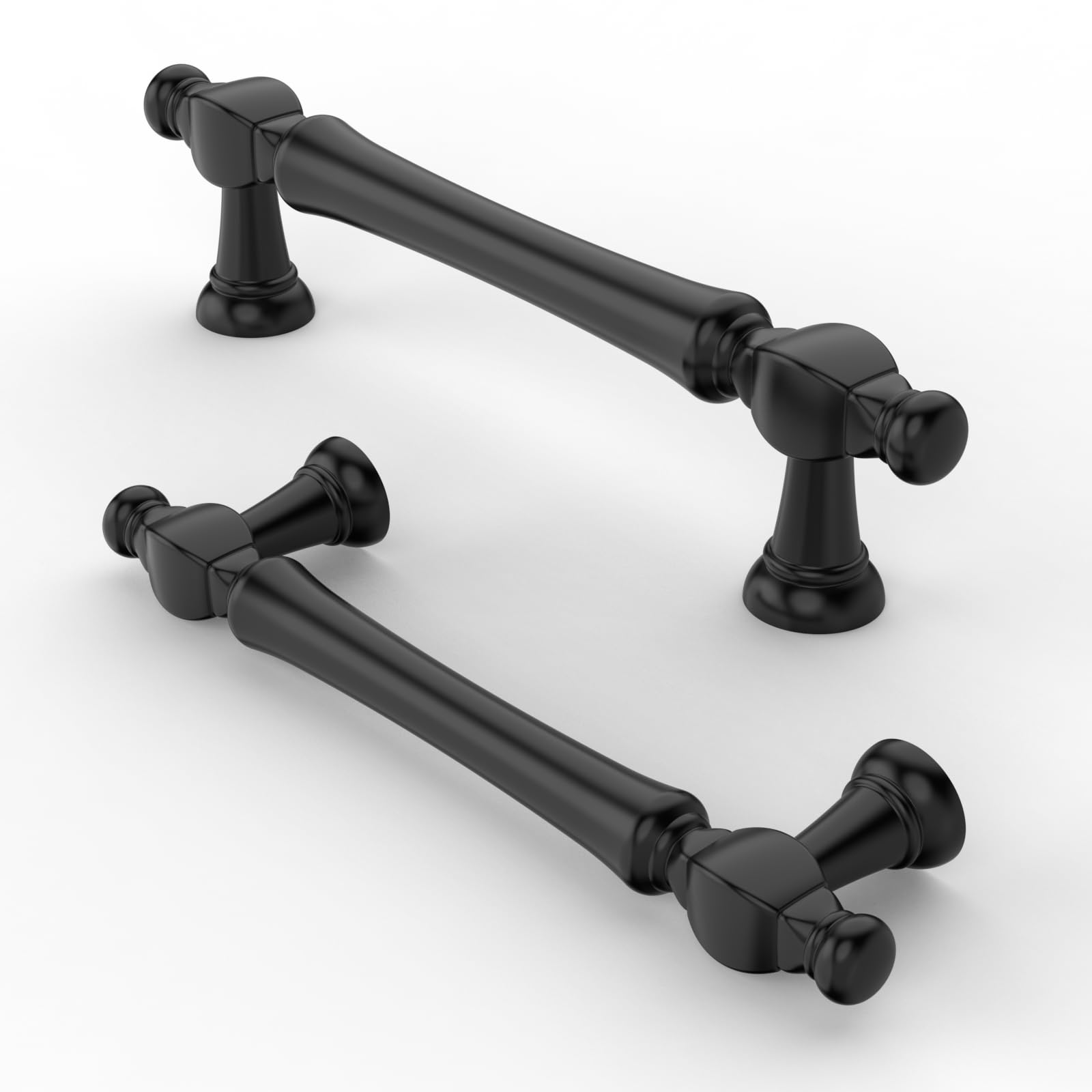FURNIWARE Vintage Cabinet Handles, Matt Black Pulls 96mm(3.8"Hole Center), Pack of 10, Cabinet/Drawer Hardware Pulls
