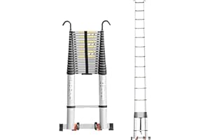 JADDUO Telescoping Ladder,27.9 FT Extension Ladder,Aluminum Lightweight Telescopic Ladder with 2 Triangle Stabilizers, Telescoping Attic Ladders RV Ladders for Travel