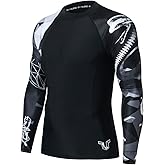 HUGE SPORTS Men's Swim Shirts Long Sleeve UPF 50+ Rash Guard Sun Shirts UV Sun Protection