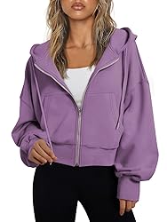 Trendy Queen Hoodies for Women Full Zip Up Cropped