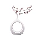 MIRAI 花瓶 一輪挿し 美しい おしゃれ 生け花 クリア 花器 陶器 白 家 学校 会社 お店 病院 ホテル お正月 飾り インテリア プレゼント (16X6X23cm, ホワイト)