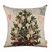 LINKWELL 18x18 inches Merry Christmas Tree with Candle Burlap Throw Cushion Cover Pillowcase CC1187