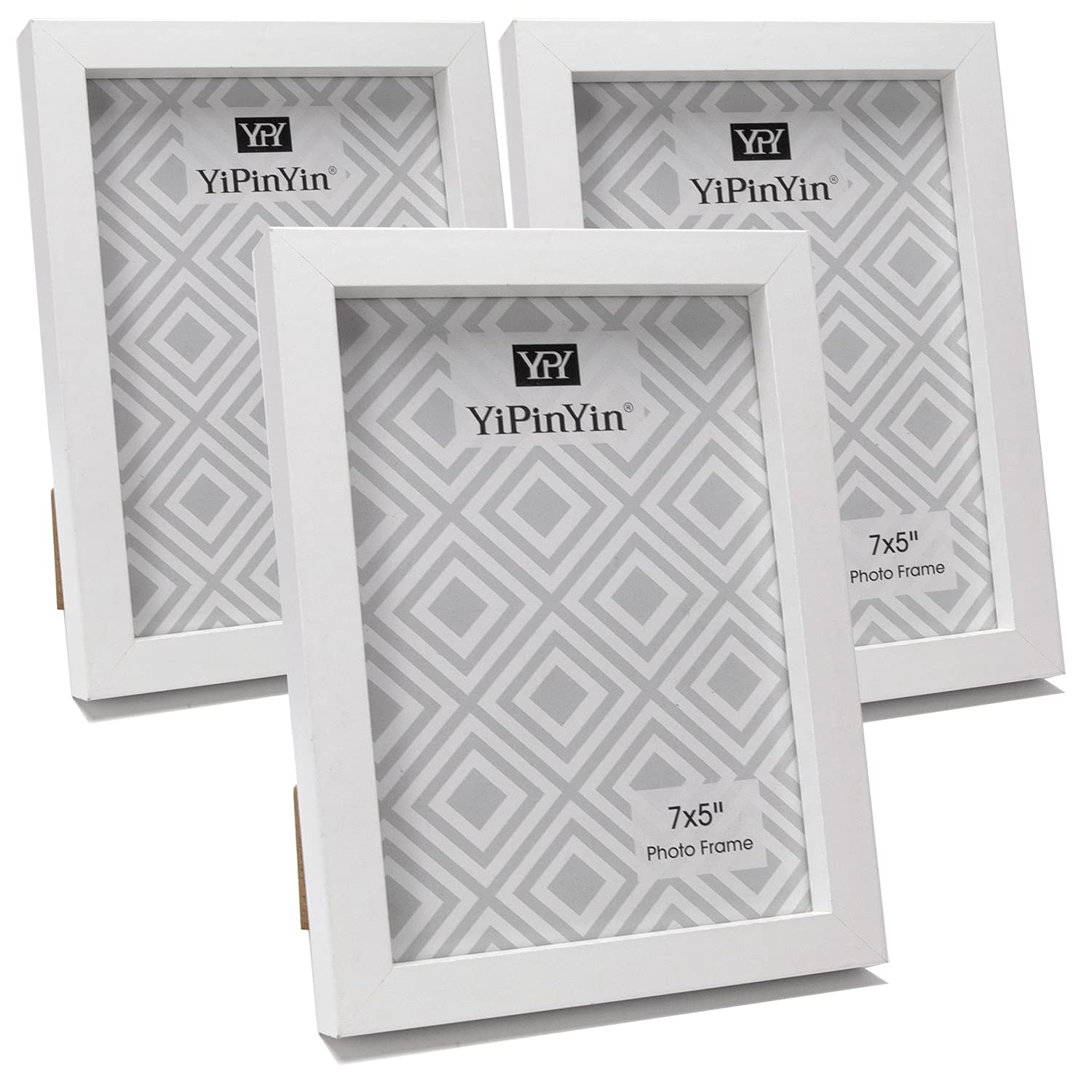 7x5'' Photo Frames Set of 3,White Boxed Gallery Picture Frames for 5x7'' Photos,Wall Mount & Tabletop Display, Modern Minimalist Home Decor,for Birthday,Wedding,Christmas & Graduation