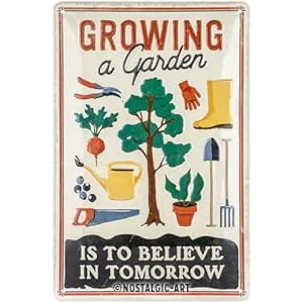Nostalgic-Art Retro Tin Sign – Growing a Garden – Gift idea for hobby gardeners, Metal Plaque, Vintage design for wall decoration, 20 x 30 cm