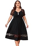 LapaPlus 2025 Women Plus Size Lace Summer Dress - V