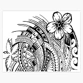 Polynesian Flower Vinyl Waterproof Sticker Decal Car Laptop Wall Window Bumper Sticker 5"