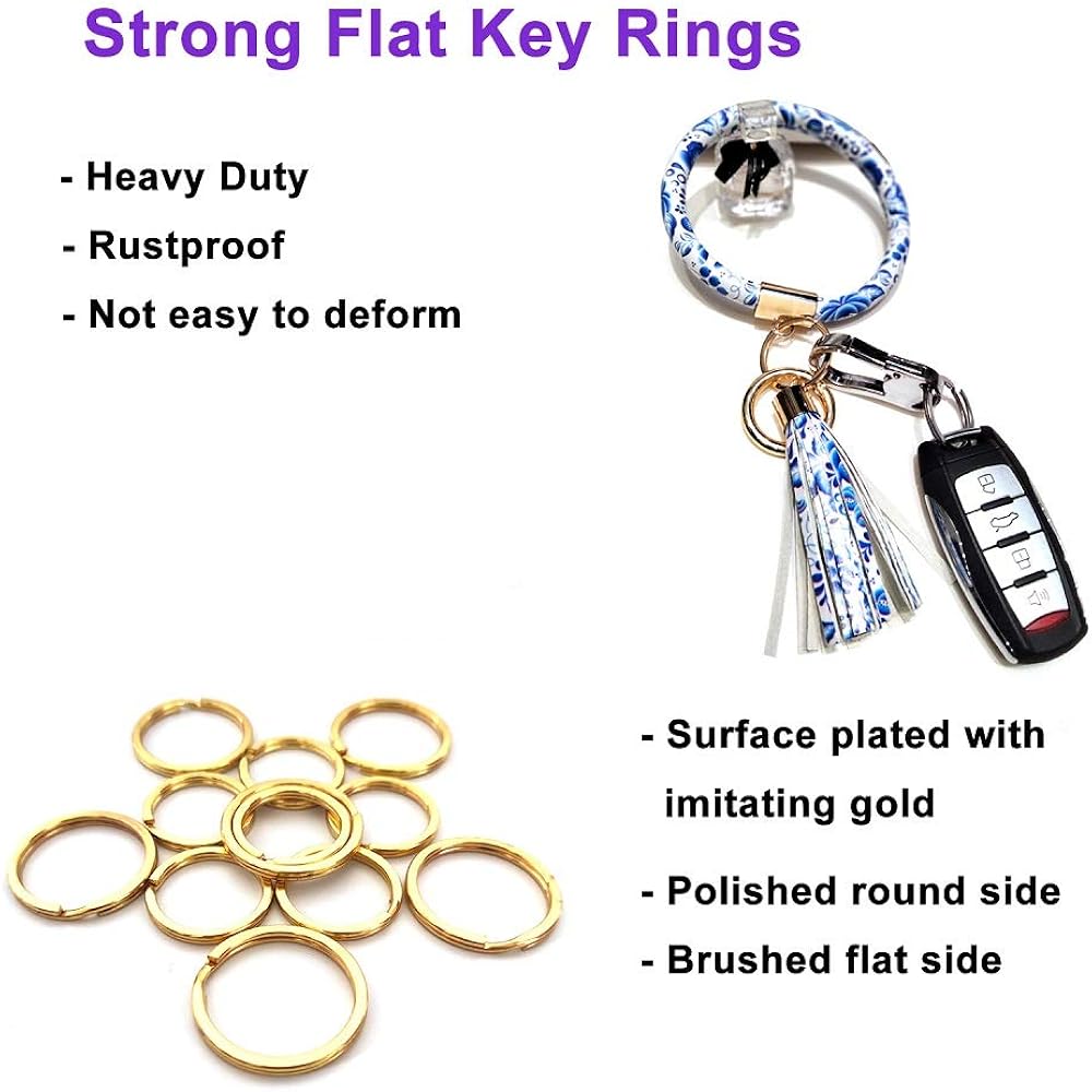 Key Rings for Keychain, Car Keys, Dog Tag Ring, Crafts, Golden, 12Pics: Clothing
