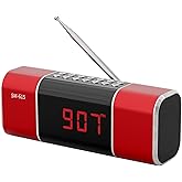 SEMIER Small Digital FM Radio with Bluetooth Speaker, Portable Rechargeable USB/SD Card MP3 Player Radio with Wireless Speaker and Headphone Jack for for Home/Outdoor