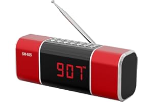 SEMIER Small Digital FM Radio with Bluetooth Speaker, Portable Rechargeable USB/SD Card MP3 Player Radio with Wireless Speaker and Headphone Jack for for Home/Outdoor