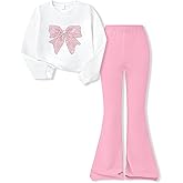 Girls Clothes 2 Piece Cute Butterfly Sweatshirt & Flared Pants/Cargo Pants Winter Outfits for Teen Girls 7-14Y