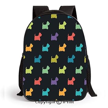 Amazon Com Kids School Backpack Colorful Dog Silhouettes West