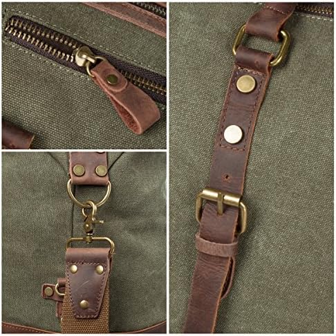 S-ZONE Oversized Canvas Genuine Leather Trim Travel Tote Duffel Shoulder Weekend Bag Weekender Overnight Carryon Handbag 5 S-ZONE Oversized Canvas Genuine Leather Trim Travel Tote Duffel Shoulder Weekend Bag Weekender Overnight Carryon Handbag