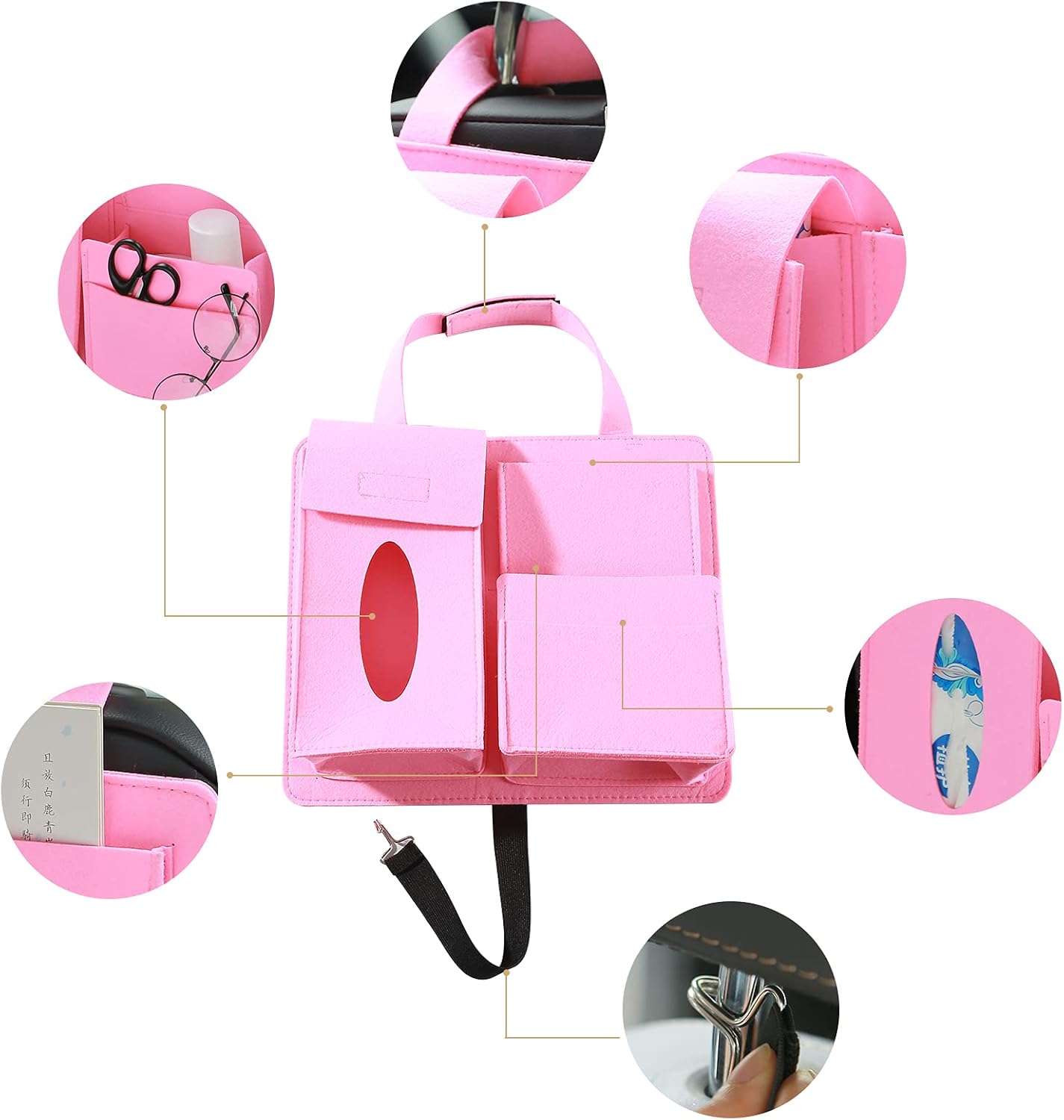 Lcuicm Car Storage Bag, Felt car Rear seat Storage Bag, car Storage Bag and Wallet Holder Behind The seat, car Tissue Bag: Home & Kitchen