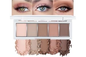 HXSSLL Matte Nude Eyeshadow Palette – 5-Color Neutral Peach Brown & Taupe Eye Shadow, High Pigment Blendable Long-Lasting Soft Nude Makeup Palette for Daily Natural Looks, Mature Eyes, Blue Green Brown Eyes