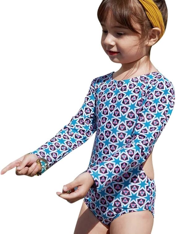 Amazon Angel Tiara Mini ガールズ ジュニア 水着 長袖 ラッシュガード ワンピース 個性的 後ろリボン付き Kgs8015 140 ブルー 水着 通販