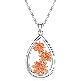 Shusukue Teardrop Lotus Necklace 925 Sterling Silver July Birth Flower Pendant Floral Birthday Jewelry Gift for Women