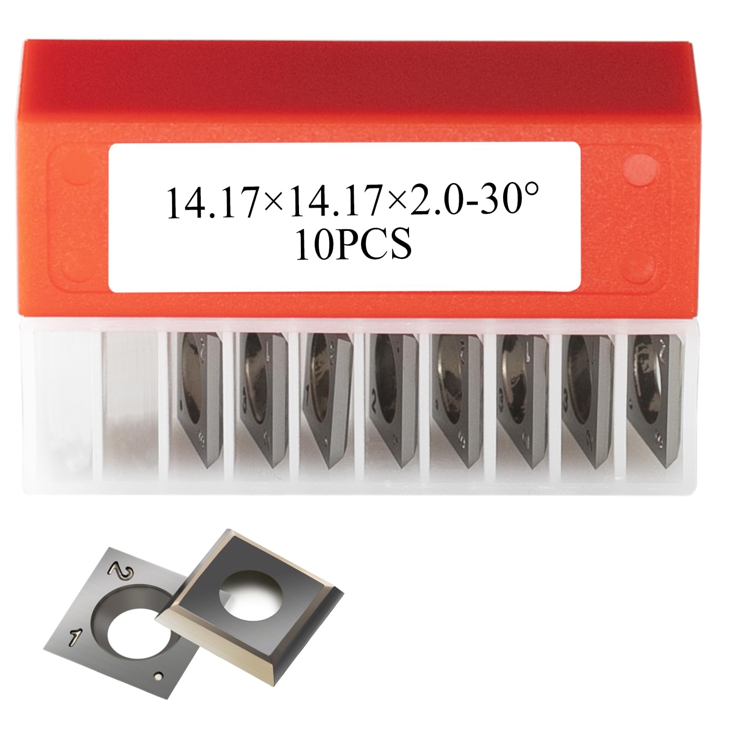 Photo 1 of 14.17mm Square Straight Carbide Inserts Knives 14.17x14.17x2mm Carbide Cutters for Wood Turning Lathe Tool or Woodworking Spiral Helical Cutter Head 10Pcs