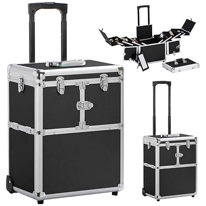 Yaheetech Trolleykoffer Alu Kosmetikkoffer Rollen Beautycase Multikoffer mit Spiegel