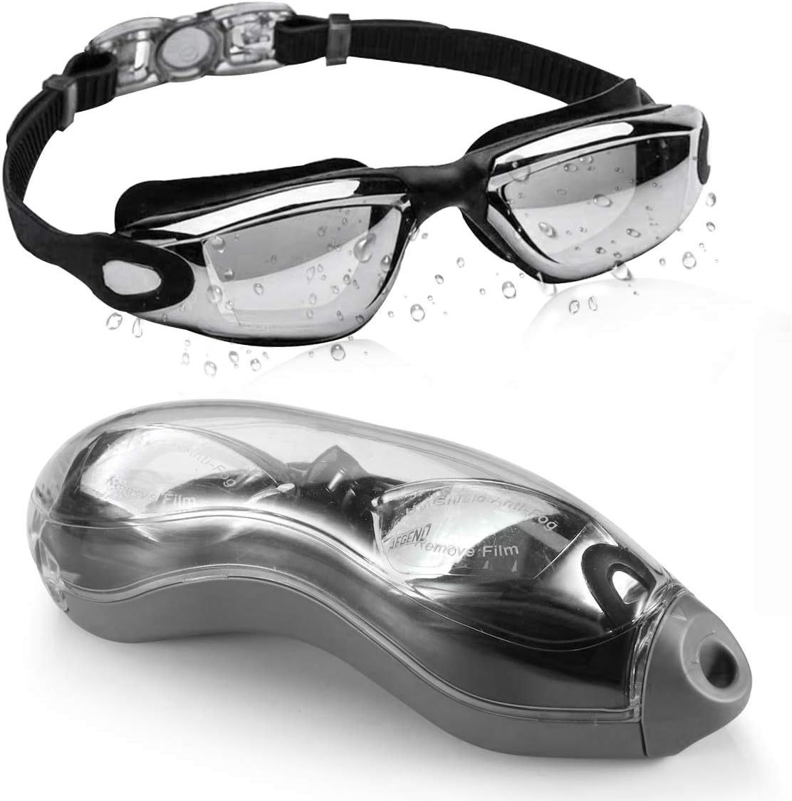 Swimming Goggles Adult, Swim Goggles Anti Fog No Leaking UV Protection with Wide Clear View and Adjustable Strap for Men Women Junior Children Kids