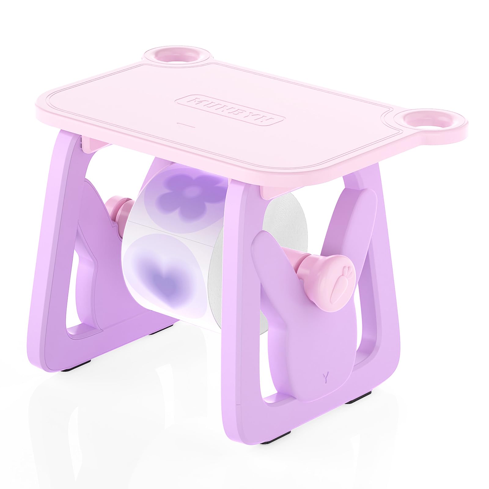 MUNBYN 2025 New Label Holder for Roll and Fan-Fold Labels, Thermal Stickers, ILH02, Pink and Purple