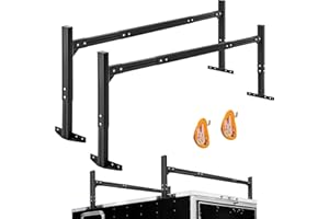 LMYYGOO Universal Trailer Ladder Rack,800LB Capacity Painted Frosted Surface Aluminum, with 2 Straps for Open and Enclosed Trailers,Fits 5.7'-8.1' Width Trailer(USPTO Patent NO.: USD1011870S) (Black)