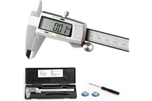 SCITOOLS Digital Caliper 0-8" Measuring Tool with Metal Ruler, Micrometer Caliper with Auto-Off Feature, Interchangeable Between inches and millimeters for DIY/Household and 3D Printing