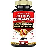 Mecisco 11 in 1 Citrus Bergamot Supplement 1000mg with Black Chokeberry, Berberine HCl & More - 90 Capsules - Supports Heart Health, Immune System, Energy Production