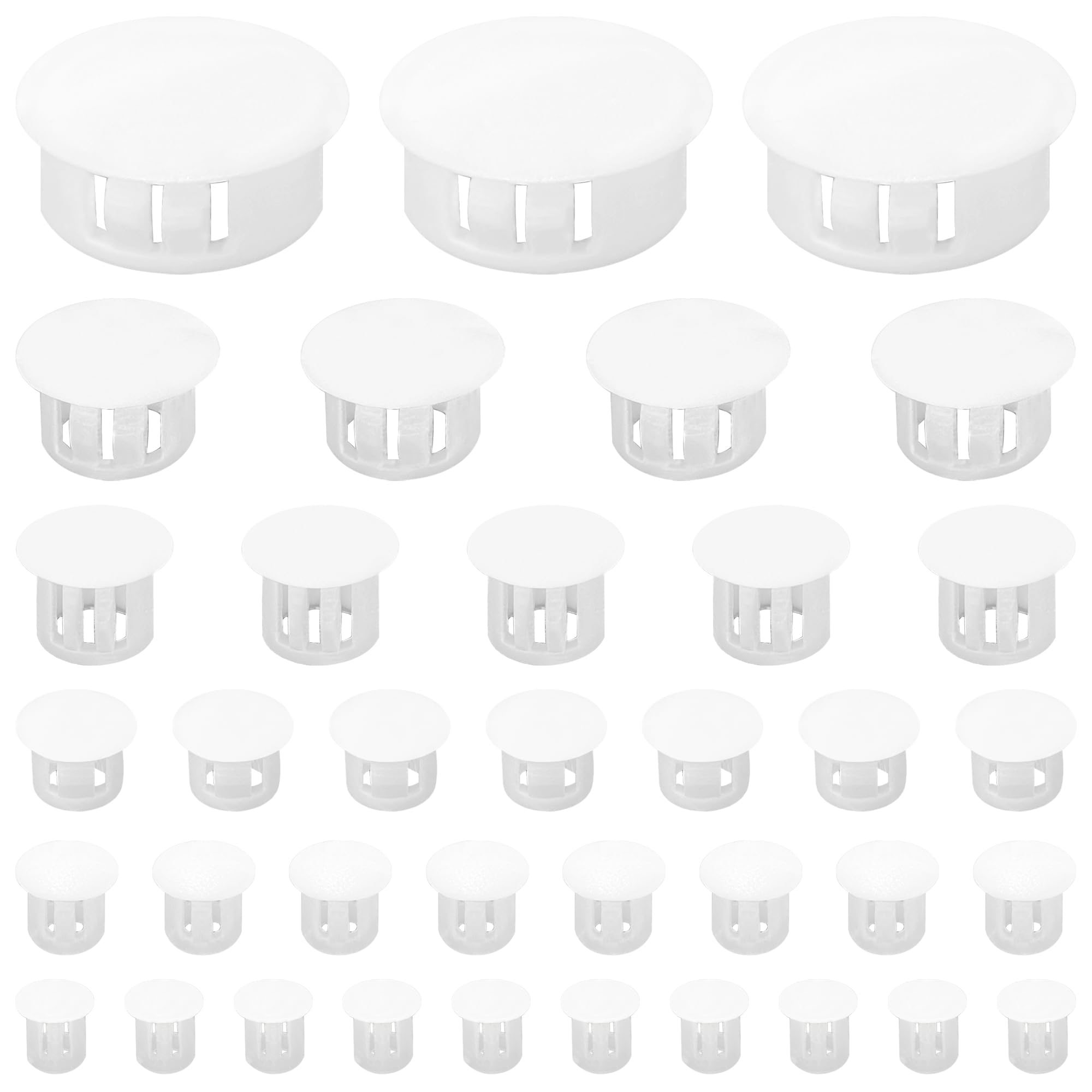 160 PCS Plastic Hole Plug Set - Snap-In Locking Caps in Assorted Sizes (White)