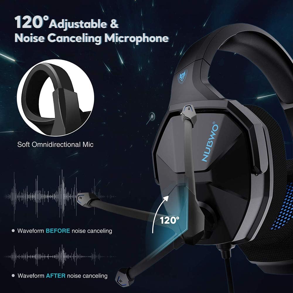 Jeecoo N13 Stereo Gaming Headset PS4 3.5mm Over Ear Gaming Headphones with Microphone - Lightweight Frame Compatible with PC, Laptop, Xbox One Controller: Computers & Accessories