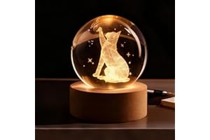 COQIRAUSEN 3D Star Cat Crystal Ball Colorful 60mm Cute Cat Figurines Collectibles Decor Ball Sympathy Gifts Decorative Art Crystal Sphere Home Decor Gifts for Mom Women Lovers Girls