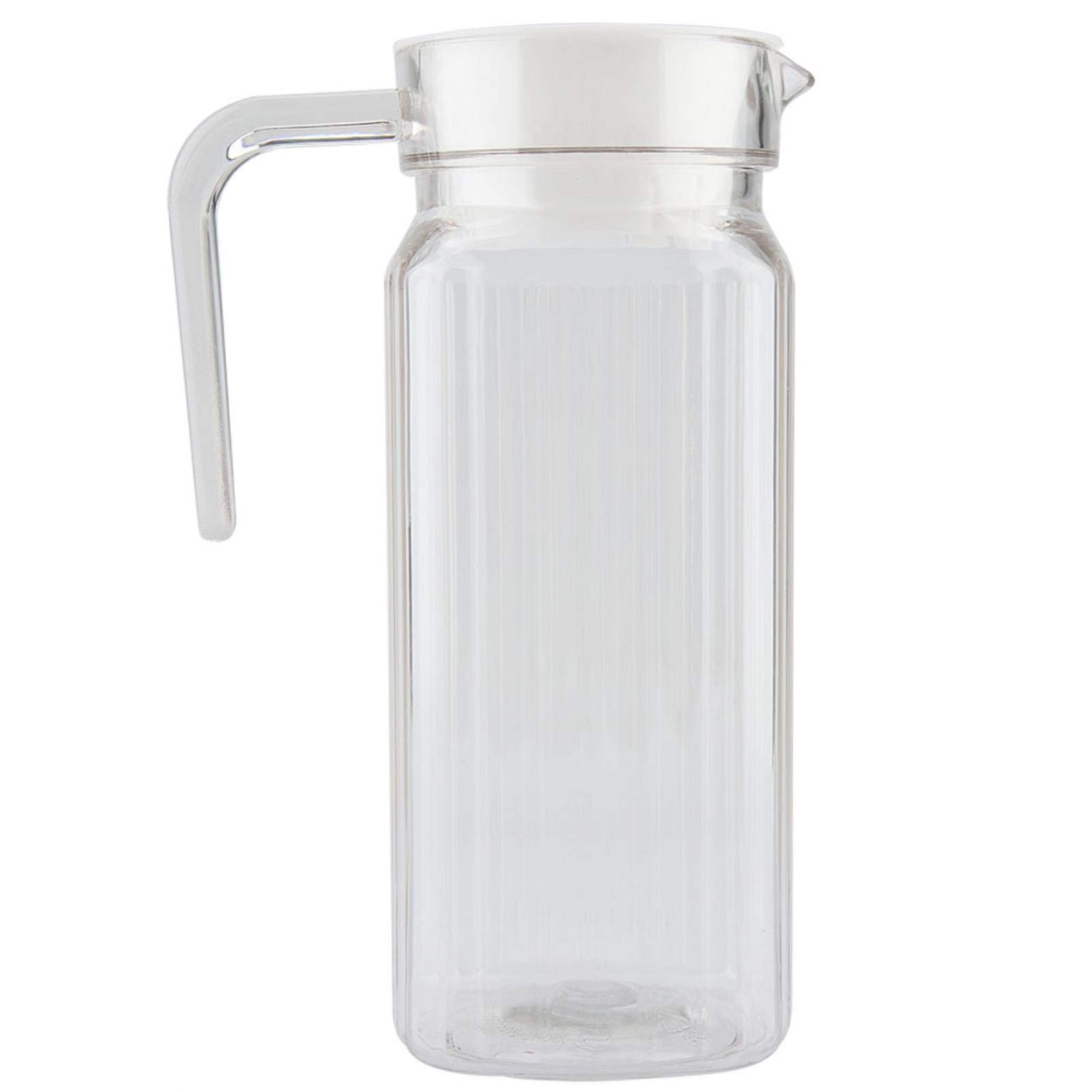 Plastic Acrylic Transparent Bottle Striped Wine Water Ice Cold Jug with Lid for Bar Home Application(800ML)