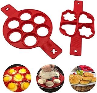 BTkviseQat Nonstick Silikon Ei Ring Pfannkuchen Form, Neue verbesserte Silikon auslaufsichere Design, Wiederverwendbare Silikon Non Stick Pfannkuchen Maker 2er-Pack(BPA-Frei)