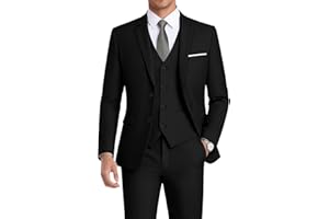 WEEN CHARM Men's 3-Piece Slim Fit Suit Set-2-Button Blazer,Vest & Pants-Formal Wedding,Prom,Party & Business Tuxedo
