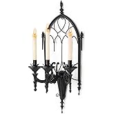 AIM & GGKK Gothic Wall Candle Holder – 3 Black Candle Sconces, Cathedral Arch Wall Mounted Candle Sconce for Living Room, Entryway, or Dining Room