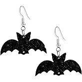 SELOVO Bat Black Acrylic Earrings Punk Gothic Fishhook Drop Dangle Earrings