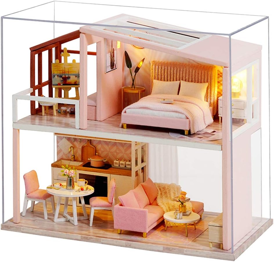 CUTEBEE Dollhouse Miniature with Furniture, DIY Wooden