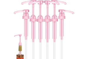 KDZDONG Pink Coffee Syrup Pump | Suitable for 25 oz/750 ml Torani, Jordan's Skinny, Davinci, and Monin 33.8 oz Plastic Bottles | Not Suitable for Monin Liter 750 ml | 6-Pack