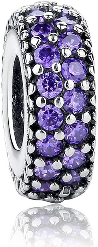 Inspiration Within with Fancy CZ Spacer 925 Sterling Silver Bead Fits European Charm Bracelet (Purple)