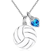 JERWLI Bowling Ball/Soccer/Basketball/Volleyball Necklace 925 Sterling Sliver Sport Ball Gifts Jewelry for Women Sports Lover