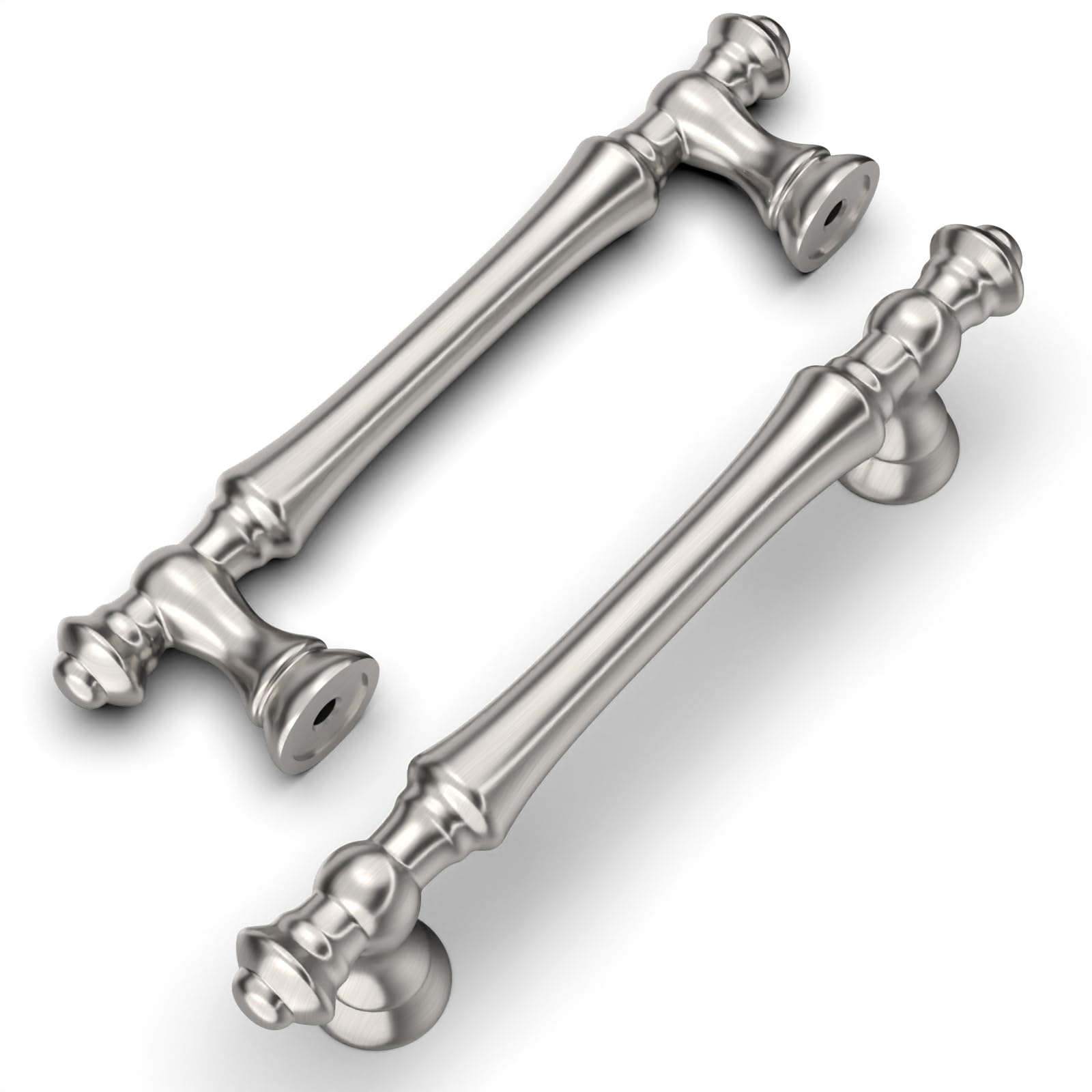 Amerdeco 10 Pack Brushed Satin Nickel Cabinet Pulls 96mm Hole Center Cabinet Hardware Kitchen Cabinet Handles for Bathroom Drawer Pulls Dresser Pulls UK0017