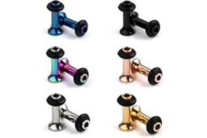 Ruifan 6Pairs Surgical Steel Single Flared Tunnel Gauge Ear Expander Stretching Kit Plugs Piercing 6 Colors Same Size 12g-00g (2mm-10mm)