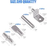Glarks 120-Pcs Shelf Pins 4 Styles 5mm 6mm Nickel Plated Silver view 2