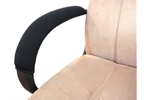 Wanty 2 Pieces Home Office Polyester Removable Durable Machine Washable Office Chair Armrest Slipcovers Covers Protect Armrests (Black)