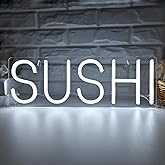 SYLHOME Sushi Led Neon Light Sign Business Light Up Sign Wall Windows Hanging Decor Restaurant Advertising Banner Sushi Table Japanese Themed Party Decor 15.75"X5.4" USB Cold White