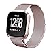 DEKER for Fitbit Versa Bands Women Men Small Large, Breathable Milanese Loop Stainless Steel Magnetic Closure Clasp Replacement Metal Strap Bracelet Adjustable Wristbands for Fitbit Versa Smartwatch