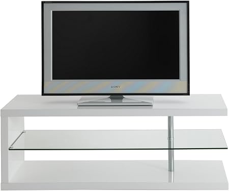 Alpisedia Thin Mdf Glass Tv Stand White 120 X 40 X 45 Cm Amazon Co Uk Kitchen Home