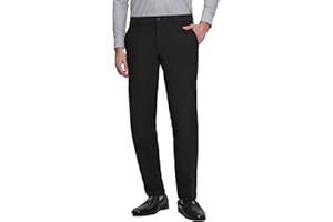 WANMINHAI Mens No Iron 4-Way Stretch Dress Pants with Flex Waistband Flat Front Suit Pants for Men