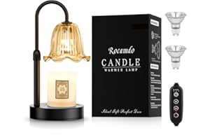 ROCAMDO Candle Warmer Lamp with Timer, Birthday for Women Mom, House Warming Gifts Modern Farmhouse Home Decor, Dimmable Wax Melt Warmer for Jar Candles with 2 Bulbs (Amber)